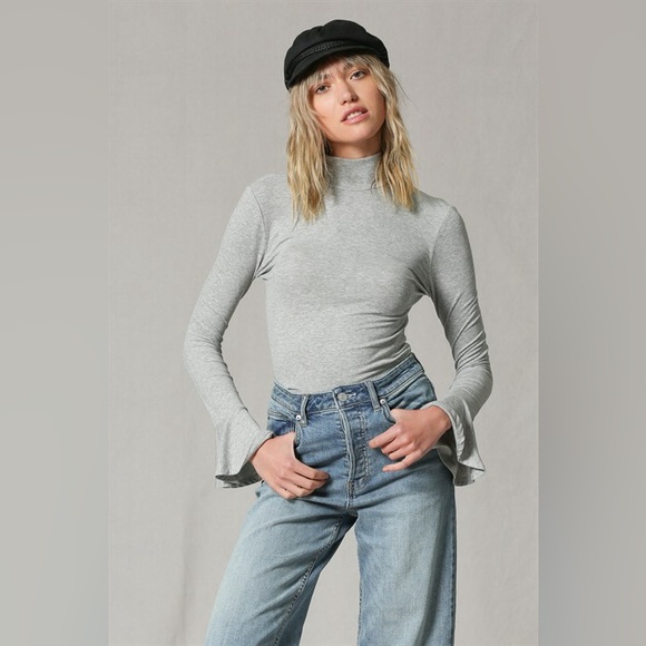 Grey long sleeve mock neck top - Picture 6 of 6